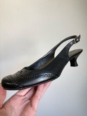Vintage Mossimo Leather Slingback Ballet Style Kitten Heel Pumps Y2K Retro Twee